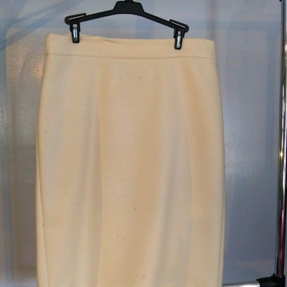 Cream wool pencil skirt